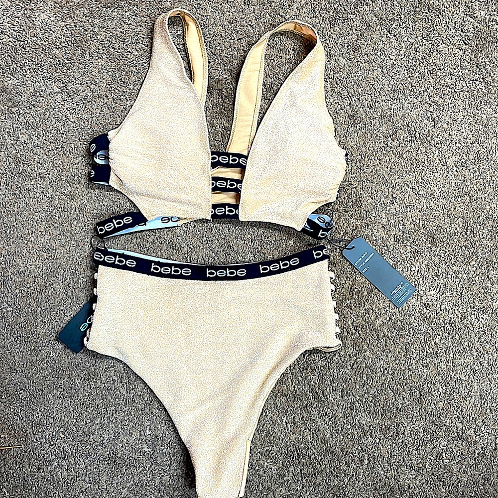 Bebe high waisted gold bikini
